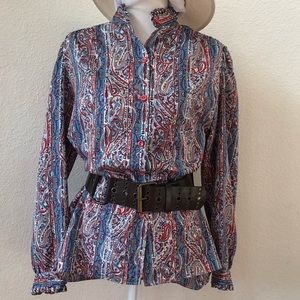 Ruggeri Vintage Blouse Paisley w/Ruffle Collar L